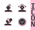 Set Psychology, Dreams, Broken heart or divorce and Hypnosis icon. Vector