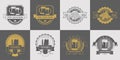 Set of pub, brewery, craft beer, brewhouse and beer labels, logos, badge and other design. Gray and gold vector