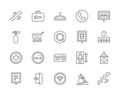 Set of Public Navigation Line Icons. Hanger, Coffee, Toilet, Elevator and more.