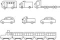 Set of Public Transportation Thin Line Icons