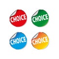 Set of puckered stickers `choice` eps10 on a white background