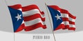 Set of Puerto Rico waving flag on isolated background vector illustration Royalty Free Stock Photo