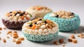 Set of puffed rice cakes with different ingredients