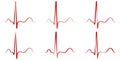 Set the pulse Hand drawn red heartbeat icon. Vector illustration. Royalty Free Stock Photo