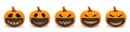 Set Pumpkin with black medical mask with scary smile. The main symbol of the Happy Halloween holiday. Orange pumpkin with smile Royalty Free Stock Photo