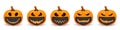 Set Pumpkin with black medical mask with scary smile. The main symbol of the Happy Halloween holiday. Orange pumpkin with smile Royalty Free Stock Photo