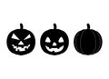 Set of Pumpkin Halloween icon vector. October celebration flat silhouette illustration design