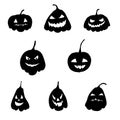 Set of pumpkin silhouettes with eyes, Halloween. vector isolated on a white background Royalty Free Stock Photo