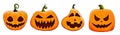 Set the pumpkin on a white background. The main symbol of the Happy Halloween holiday. Orange pumpkin with a smile Royalty Free Stock Photo