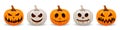 Set pumpkin on white background. The main symbol of the Happy Halloween holiday. Orange and white pumpkin with smile for your Royalty Free Stock Photo