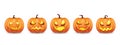 Set pumpkin on white background. Orange pumpkin with scary face for your design for the holiday Halloween. Royalty Free Stock Photo