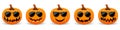 Set of Pumpkins in black sunglasses on white background. The main symbol of the holiday Happy Halloween. Hipster orange pumpkins