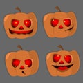 Set pumpkins for Halloween different characters vector