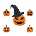 Set pumpkins Halloween in emotion variation. Spooky horror images of pumpkins Royalty Free Stock Photo