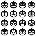 Set pumpkins for Halloween. Isolated on white vector icons.