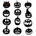 Set of pumpkins silhouettes