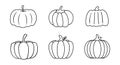 Set of pumpkins in various shapes. Vector outline illustration. Collection of cute hand drawn pumpkins Royalty Free Stock Photo