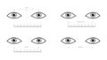 Set of Pupillary distance measurement template Eye frame glasses fashion accessory medical illustration. Optical