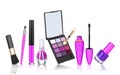 Set purple cosmetics with reflection Royalty Free Stock Photo