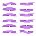 Set of purple flat ribbons isolated on white background. Ribbon banner vector illustration. Watercolor lace Royalty Free Stock Photo