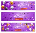 Set of Purple Halloween Banner