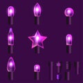 Set of purple shining garland lights