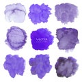 Set of purple watercolor on white background.