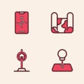 Set Push pin, Compass on mobile, Folded map and Hotel sign for traffic icon. Vector