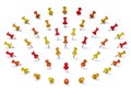 Autumn colors push pins isolated on white background. Set of off Royalty Free Stock Photo