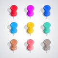 Set of pushpins, vector illustration. Royalty Free Stock Photo