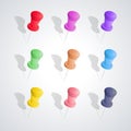 Set of pushpins, vector illustration. Royalty Free Stock Photo