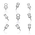 Set of pushpins, vector illustration. Royalty Free Stock Photo