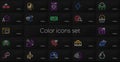 Set of Puzzle game, Fire energy and Time management line icons. For design. Vector