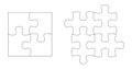 Set of puzzle pieces. Jigsaw puzzle four vector flat blank templates set