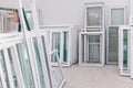 Set of PVC Windows in a Factory Interrior Royalty Free Stock Photo