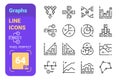 Set 64px graphs simple lines icons of finance diagram, schemes.