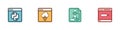 Set Python programming language, Cloud technology data transfer, Flowchart and Search engine icon. Vector Royalty Free Stock Photo