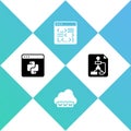 Set Python programming language, Web development, Software and Flowchart icon. Vector Royalty Free Stock Photo