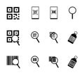 Set of qr and bar check code icons