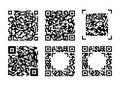 Set of QR code icons. Matrix barcode pictograms isolated on white background. Sample QR codes for digital information scanning by Royalty Free Stock Photo