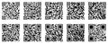 Set of qr code ready to scan with smart phone. Vector illustration Royalty Free Stock Photo