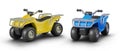 Set of quad bikes of different colors. Realistic blue and yellow ATV, vector templates Royalty Free Stock Photo