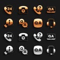 Set Question and Answer, Headphones, Information, Telephone 24 hours support, and icon. Vector