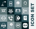 Set Question and Answer, User manual, Address book, Information, Microphone and Monitor with FAQ information icon