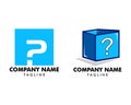 Set of Question Box Logo Template Design Royalty Free Stock Photo