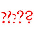 Question Mark.Red question mark on a piece of paper and many question marks on white board. Royalty Free Stock Photo