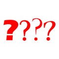 Question Mark.Red question mark on a piece of paper and many question marks on white board. Royalty Free Stock Photo