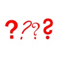 Question Mark.Red question mark on a piece of paper and many question marks on white board. Royalty Free Stock Photo