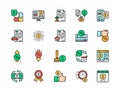 Set of Quick Loan Flat Color Line Icons. Investment, Credit Approved and more.