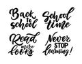 Set of quotes Back to school concept. Read more books, never stop learning. Motivational phrase. Royalty Free Stock Photo